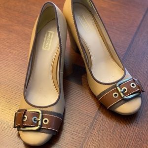 Tan Merona High Heels With Buckle Detail